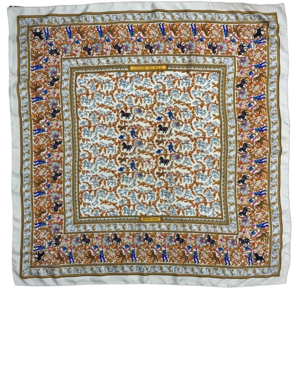 HERMES CHASSE EN INDE Carre 90 Silk 100% Scarf